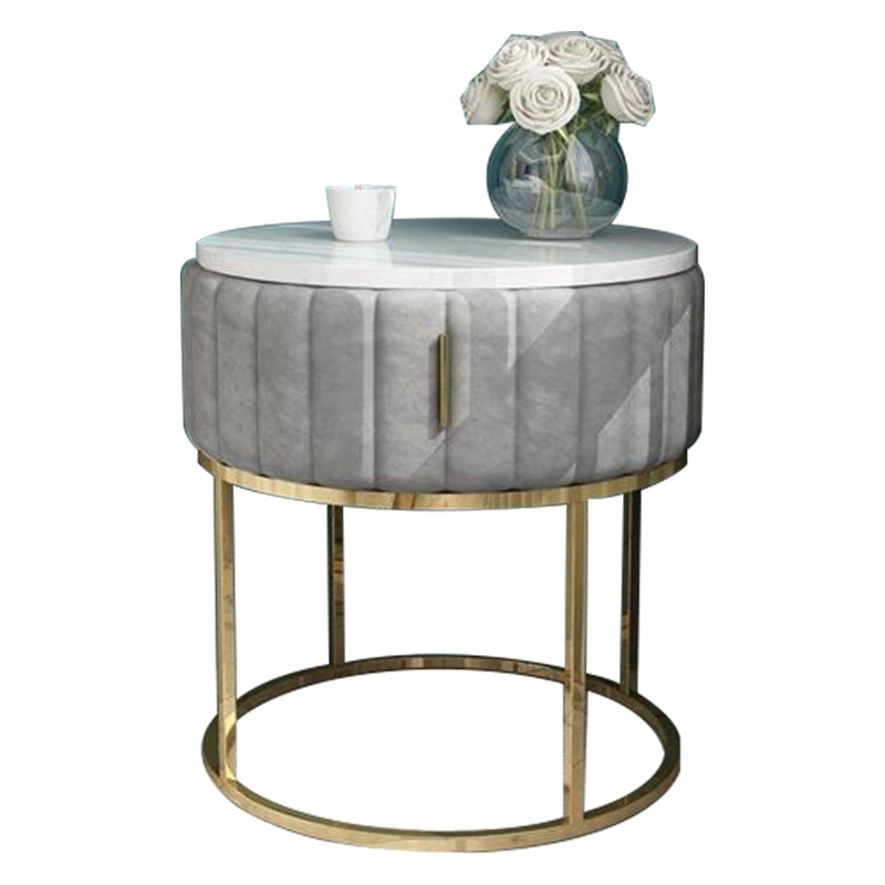 16"W X 20"H Modern Night Table Stone Accent Table Nightstand with 1-drawer