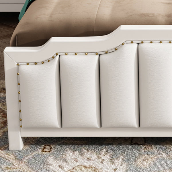 French Style Upholstered Stepped Platform Bed Foam Headboard Bed