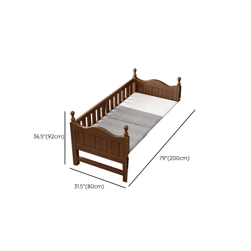 Scandinavian Solid Wood Bed Headboard Kids Bed with Guardrail