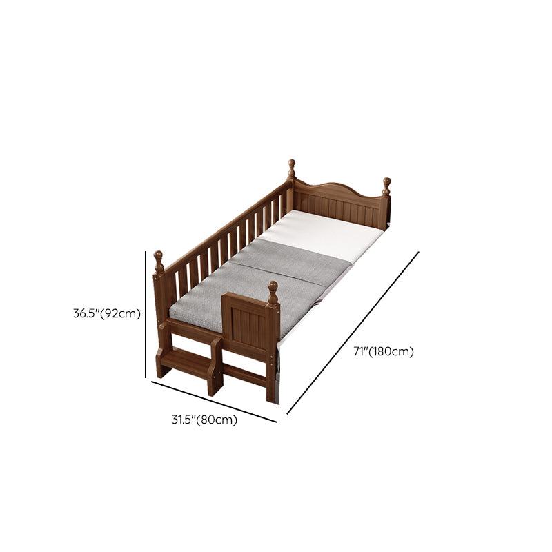 Scandinavian Solid Wood Bed Headboard Kids Bed with Guardrail