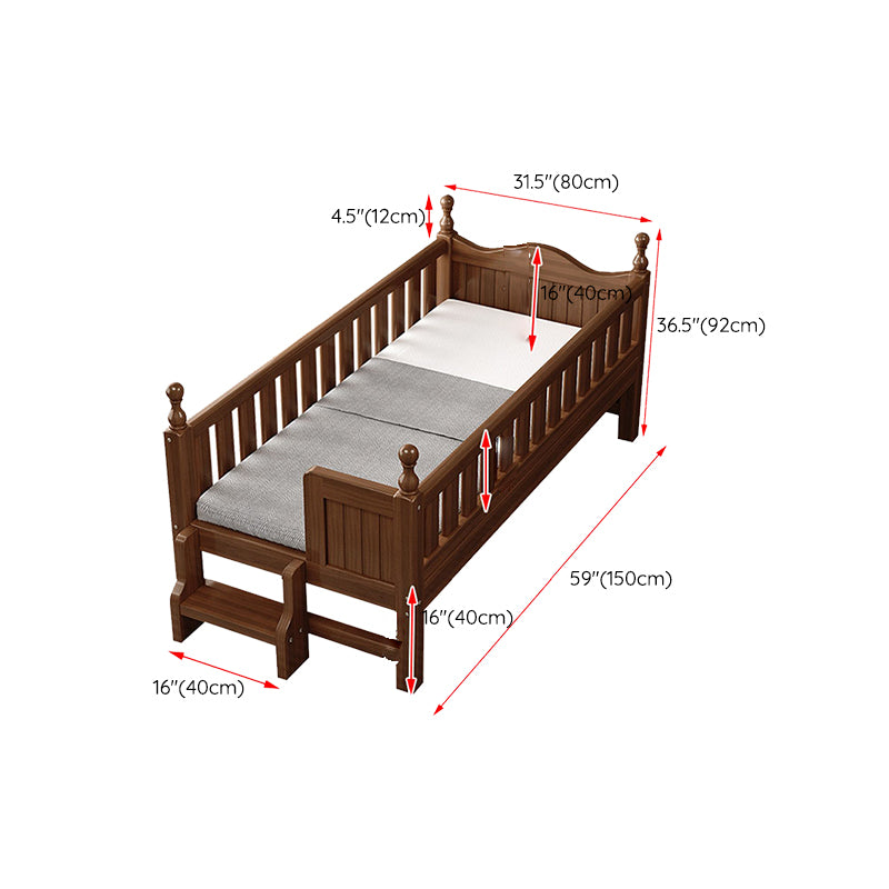 Scandinavian Solid Wood Bed Headboard Kids Bed with Guardrail