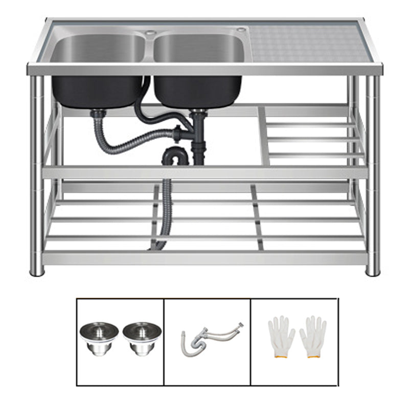 Modern Workstation Ledge Stainless Steel with Accessories and Faucet Workstation