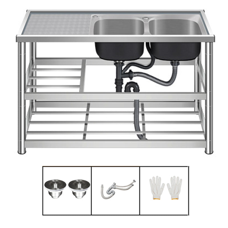 Modern Workstation Ledge Stainless Steel with Accessories and Faucet Workstation