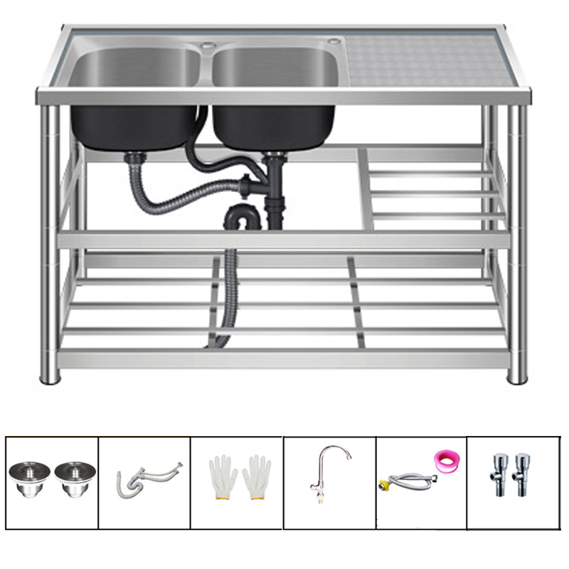 Modern Workstation Ledge Stainless Steel with Accessories and Faucet Workstation