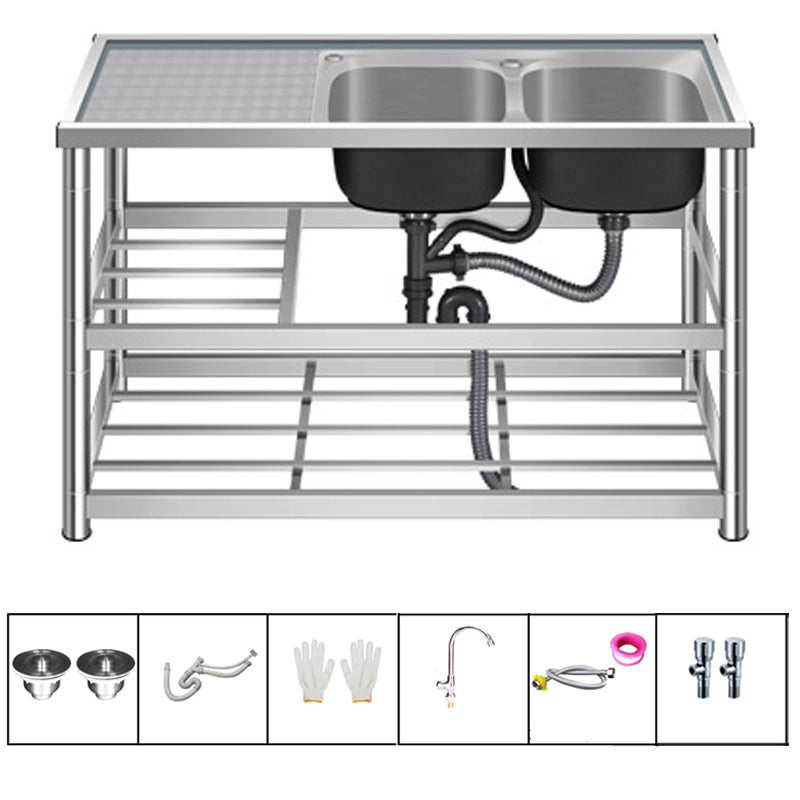 Modern Workstation Ledge Stainless Steel with Accessories and Faucet Workstation