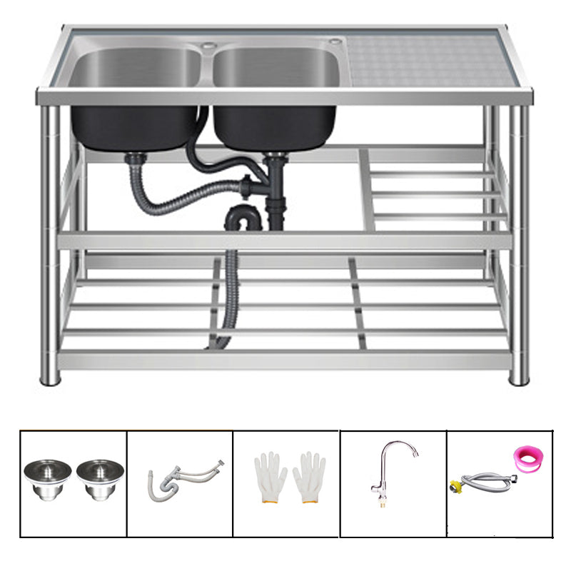 Modern Workstation Ledge Stainless Steel with Accessories and Faucet Workstation