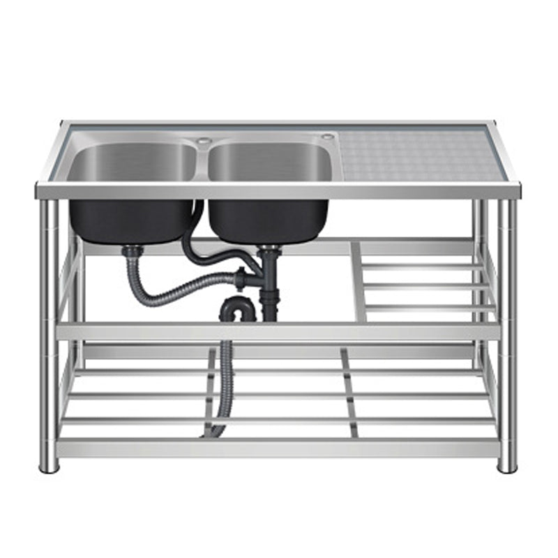 Modern Workstation Ledge Stainless Steel with Accessories and Faucet Workstation