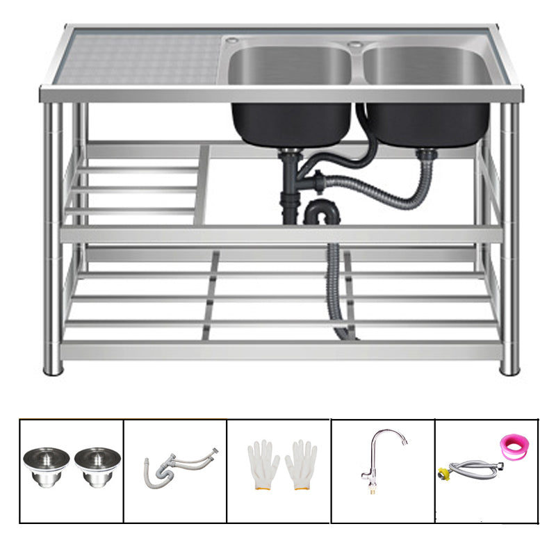 Modern Workstation Ledge Stainless Steel with Accessories and Faucet Workstation