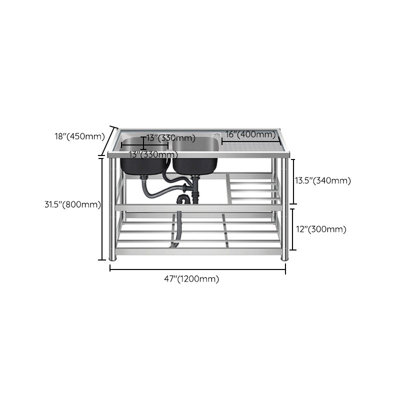 Modern Workstation Ledge Stainless Steel with Accessories and Faucet Workstation