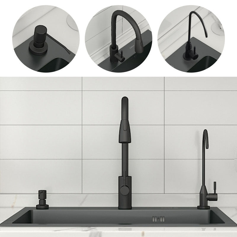 Modern Kitchen Sink Stainless Steel with Accessories Faucet and Soap Dispenser Workstation