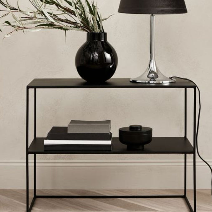 31.5" Tall Modern Console Table Iron Accent Table with Shelf