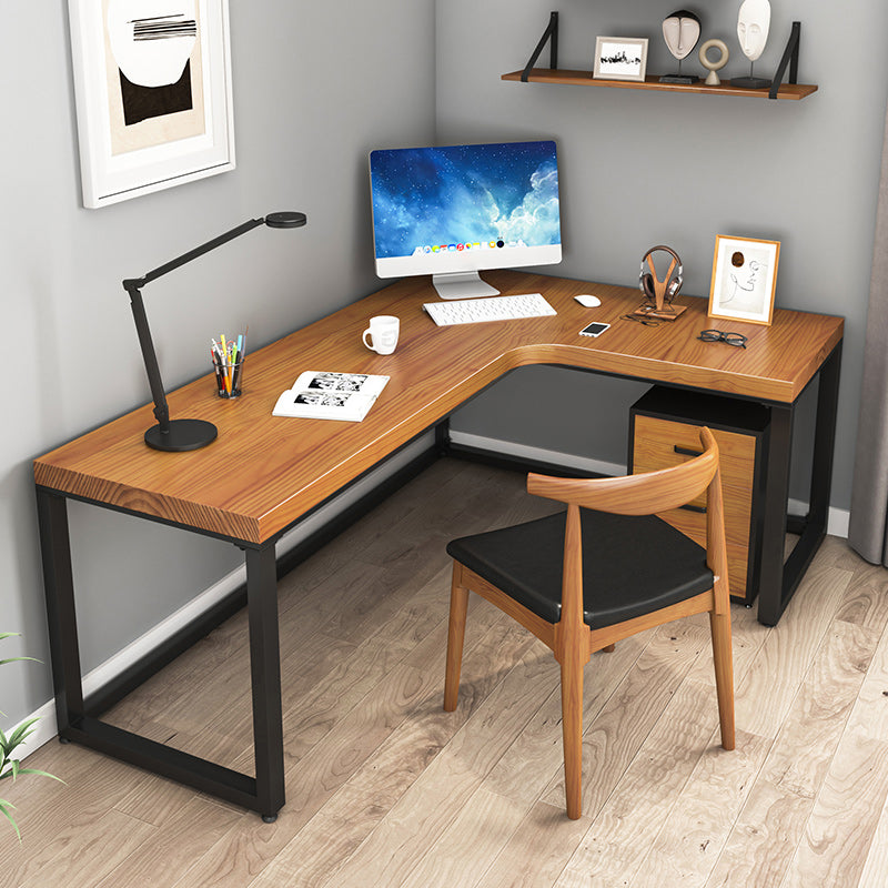 Contemporary Solid Wood Writing Desk Sled L-Shape Office Desk for Home