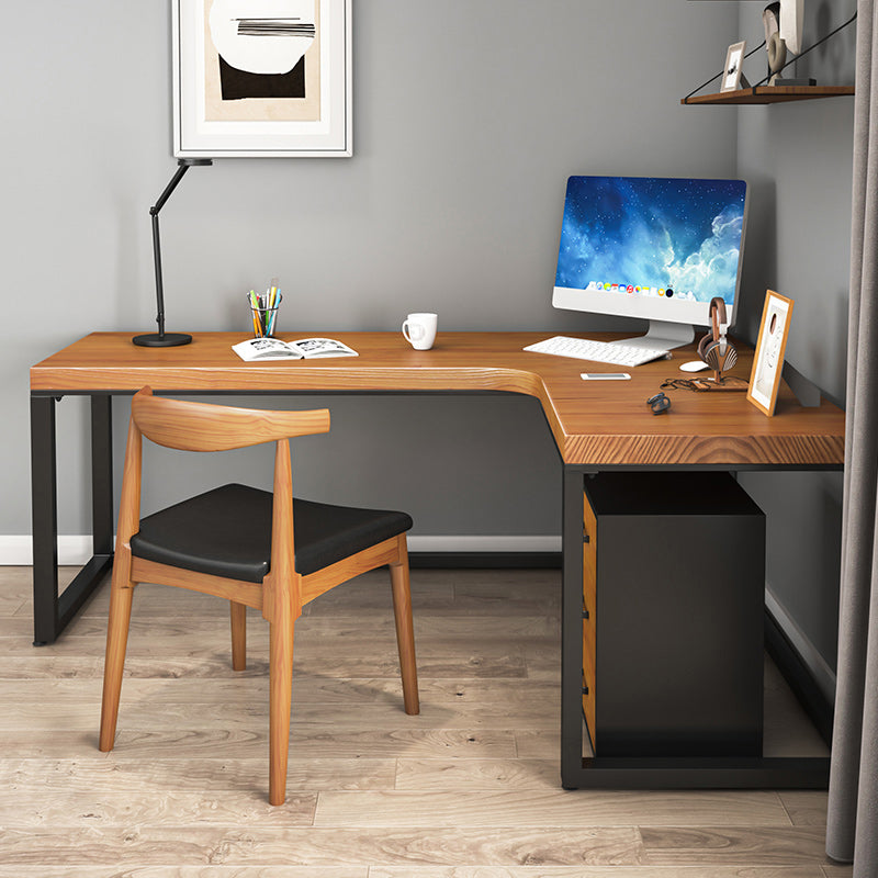 Contemporary Solid Wood Writing Desk Sled L-Shape Office Desk for Home