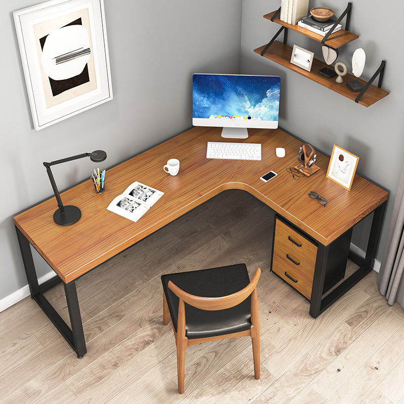 Contemporary Solid Wood Writing Desk Sled L-Shape Office Desk for Home