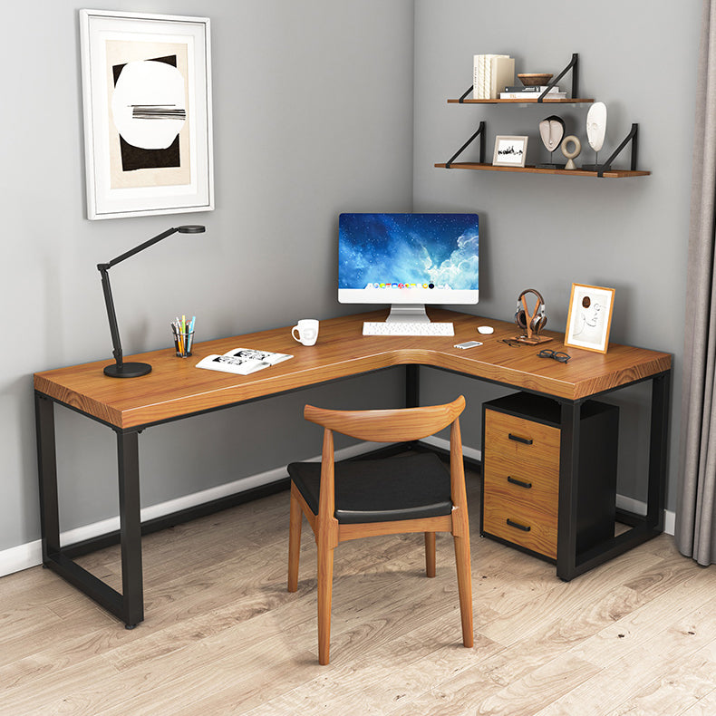 Contemporary Solid Wood Writing Desk Sled L-Shape Office Desk for Home