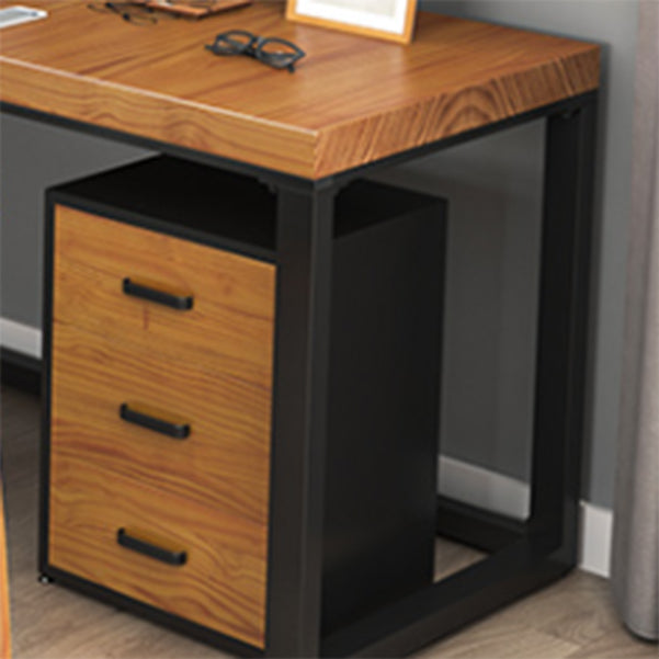 Contemporary Solid Wood Writing Desk Sled L-Shape Office Desk for Home