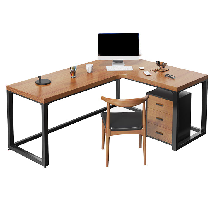 Contemporary Solid Wood Writing Desk Sled L-Shape Office Desk for Home