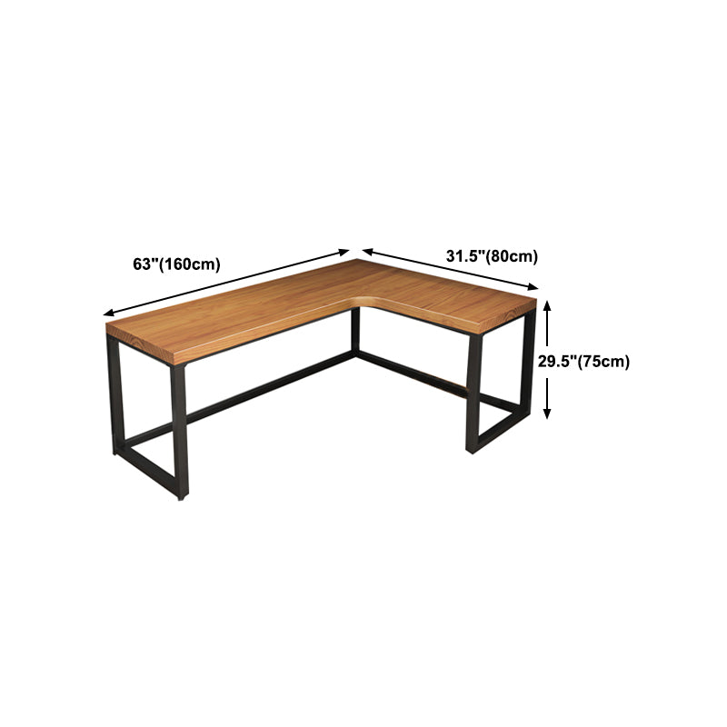 Contemporary Solid Wood Writing Desk Sled L-Shape Office Desk for Home