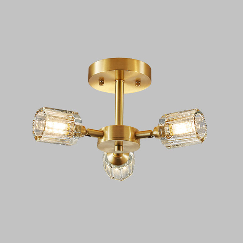 3/4/5/6-Light Modernism Golden Flush Mount Lighting Crystal Shaded Ceiling Light