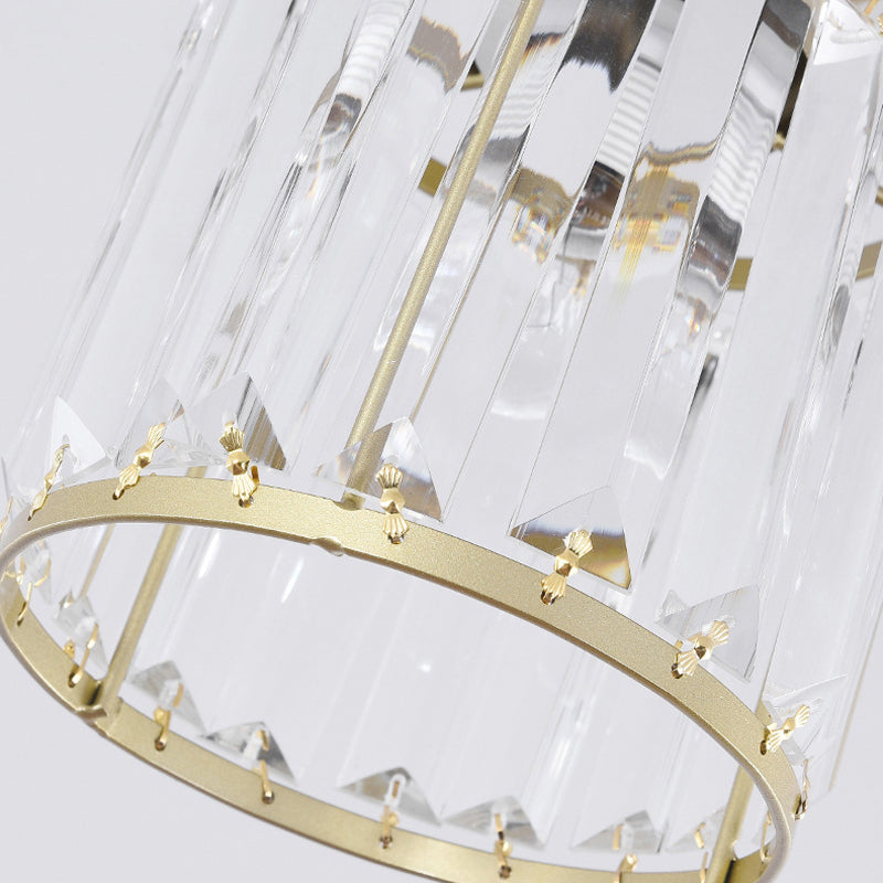 Single Modernism Golden Flush Mount Lighting Crystal Shaded Ceiling Light