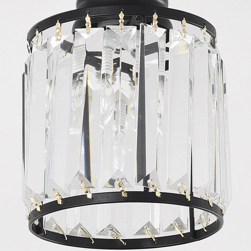 Single Modernism Golden Flush Mount Lighting Crystal Shaded Ceiling Light