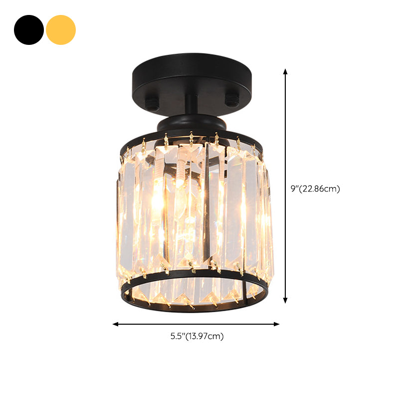 Single Modernism Golden Flush Mount Lighting Crystal Shaded Ceiling Light