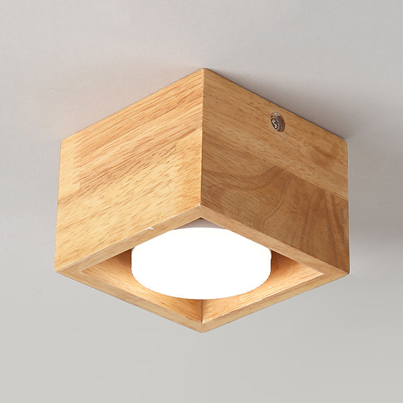 Modernism 1/2/4-Light Beige/Brown Flush Mount Lighting Wooden Ceiling Light