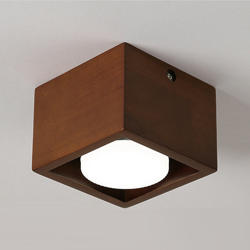 Modernism 1/2/4-Light Beige/Brown Flush Mount Lighting Wooden Ceiling Light