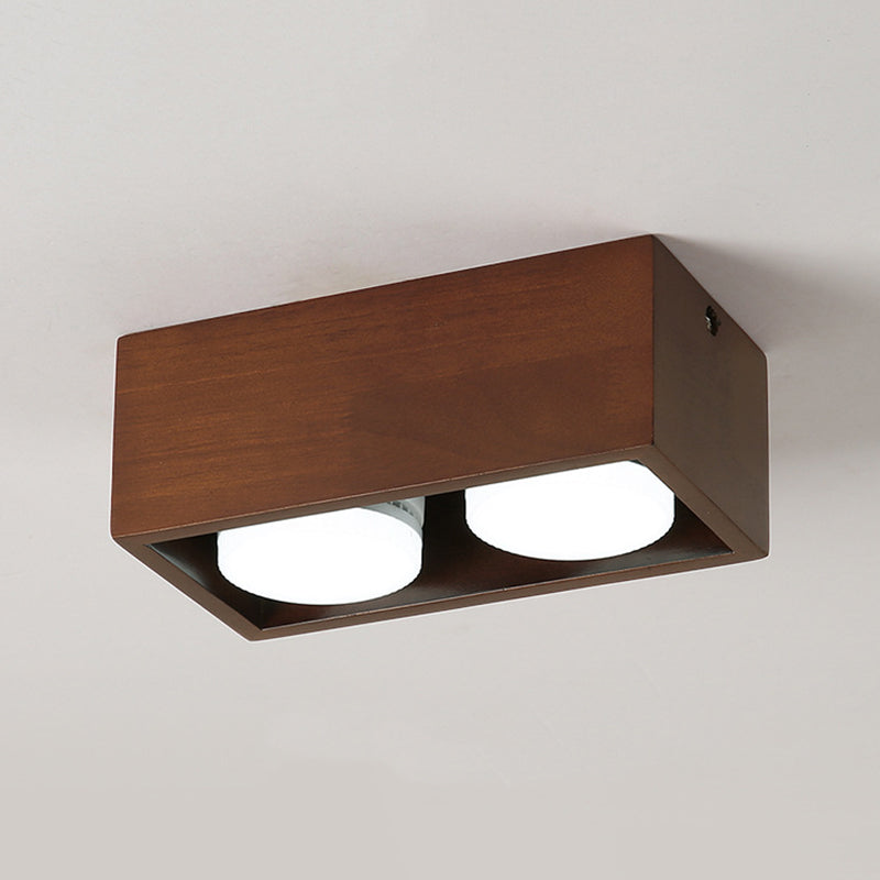 Modernism 1/2/4-Light Beige/Brown Flush Mount Lighting Wooden Ceiling Light