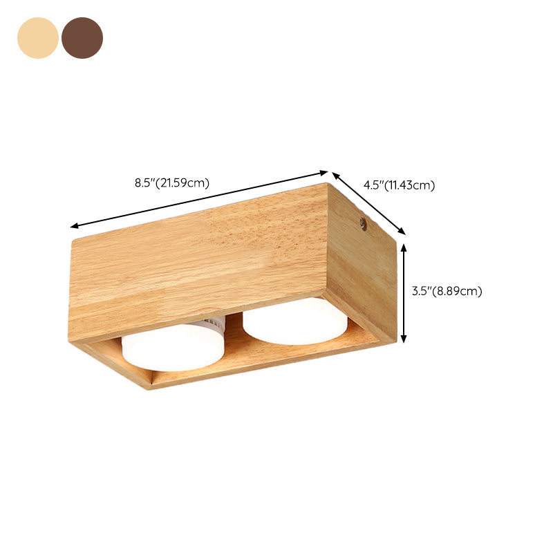 Modernism 1/2/4-Light Beige/Brown Flush Mount Lighting Wooden Ceiling Light