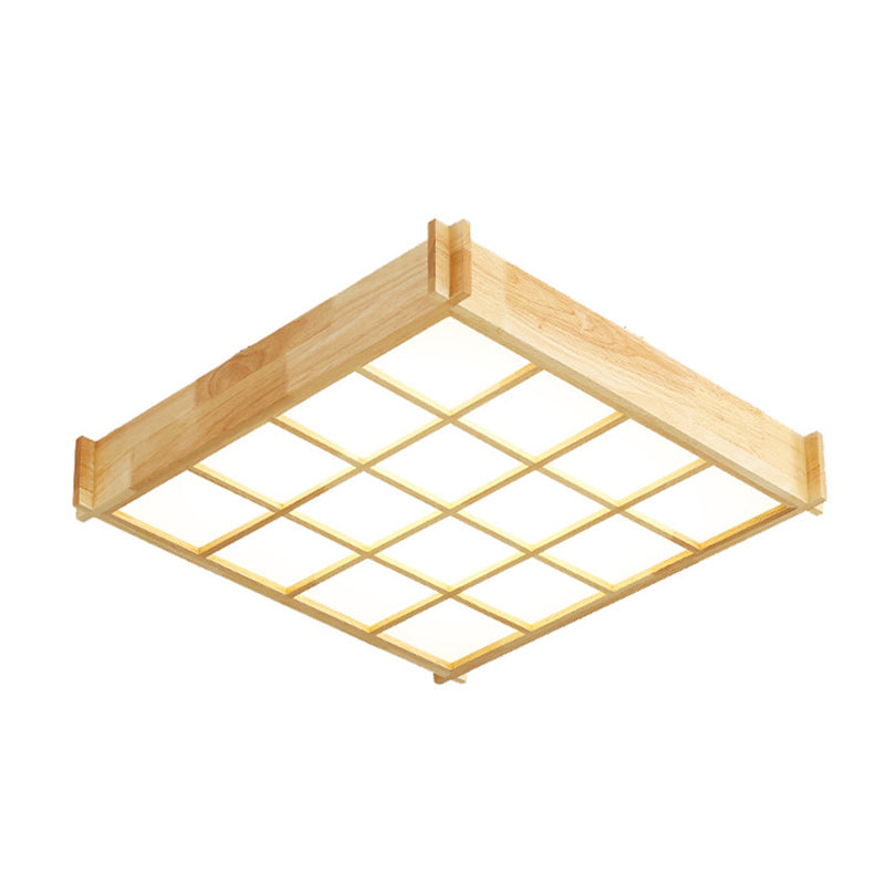 Modernism Single Beige Flush Mount Lighting Wooden LED Ceiling Light