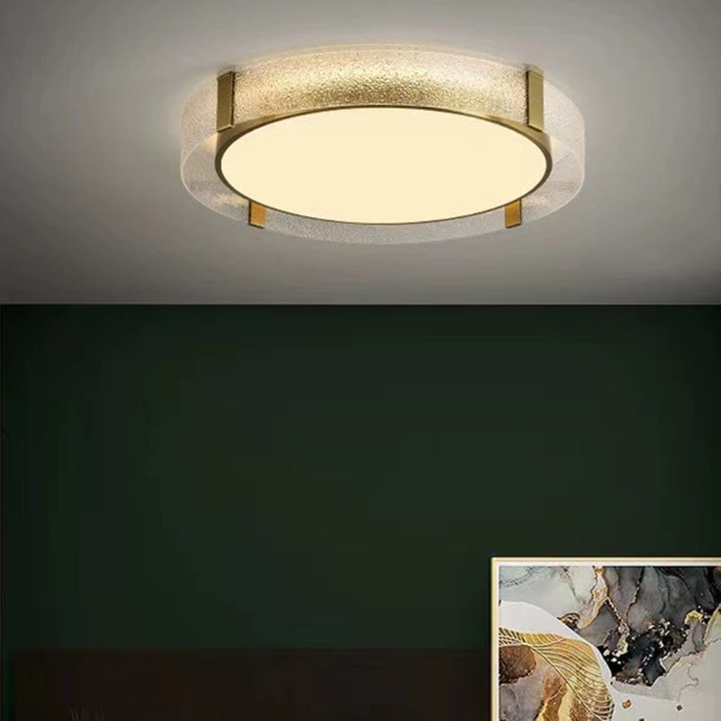 Modern Single Golden Flush Mount Lighting Round LED Ceiling Light for Bedroom