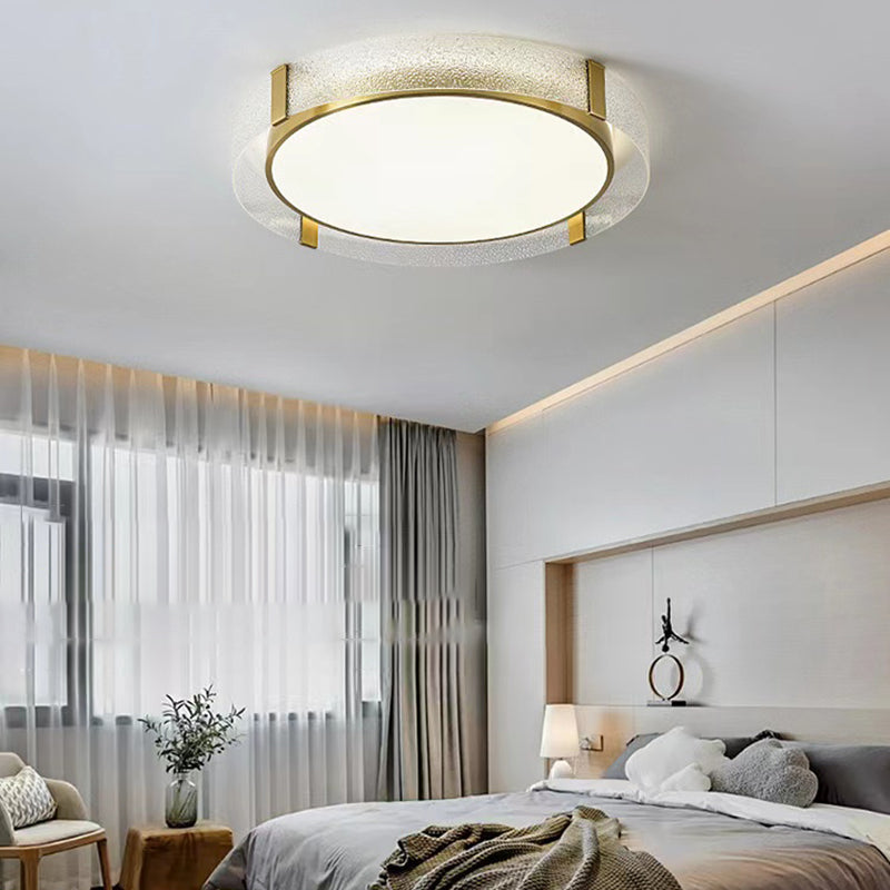 Modern Single Golden Flush Mount Lighting Round LED Ceiling Light for Bedroom