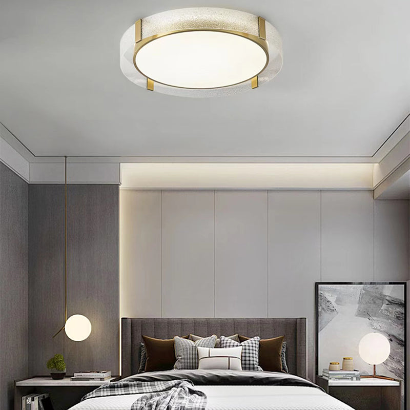 Modern Single Golden Flush Mount Lighting Round LED Ceiling Light for Bedroom