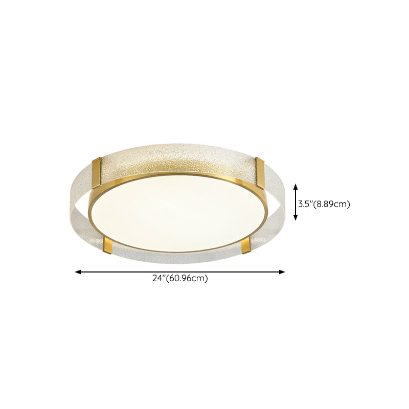 Modern Single Golden Flush Mount Lighting Round LED Ceiling Light for Bedroom