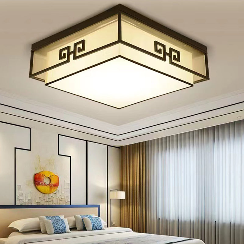 Modern Style Flush Mount Fabric Ceiling Light in Black for Bedroom