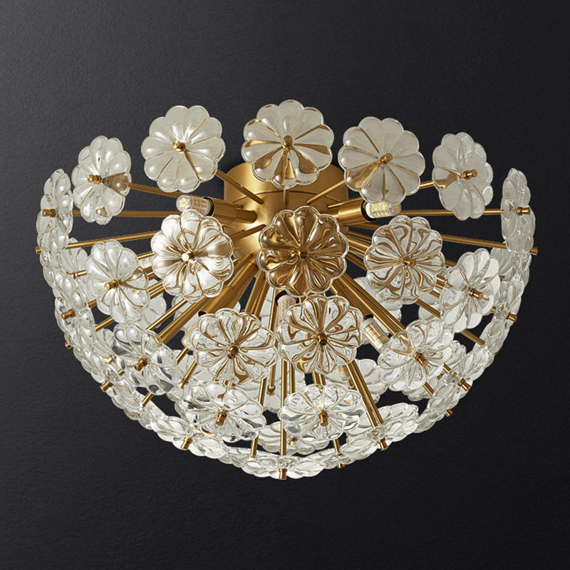 Modern Style Sputnik Flush Mount Crystal Ceiling Light in Gold for Bedroom