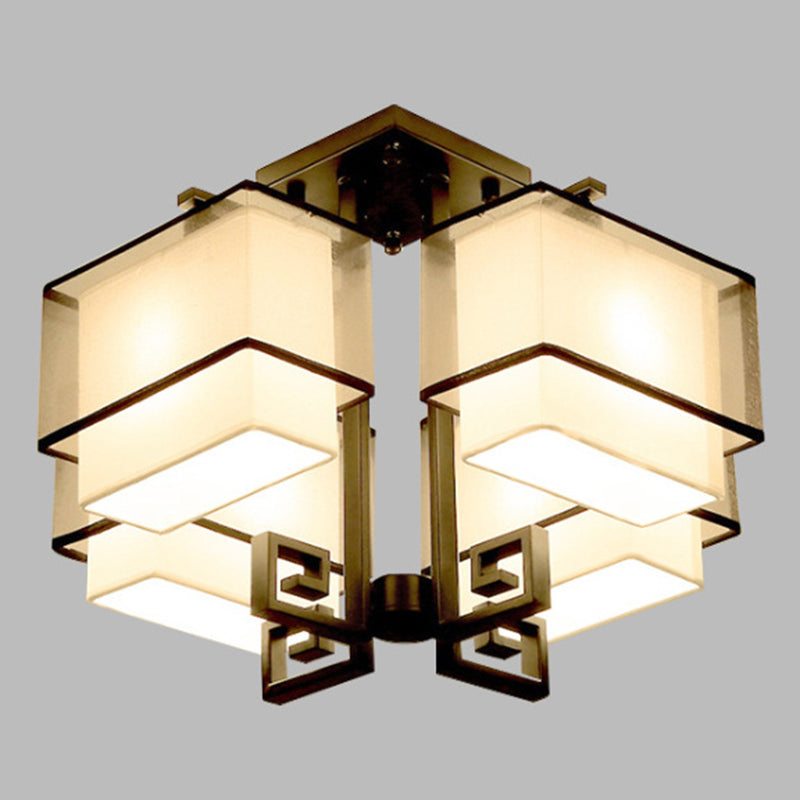 Modern Style Geometry Shape Flush Mount Fabric Ceiling Light for Bedroom