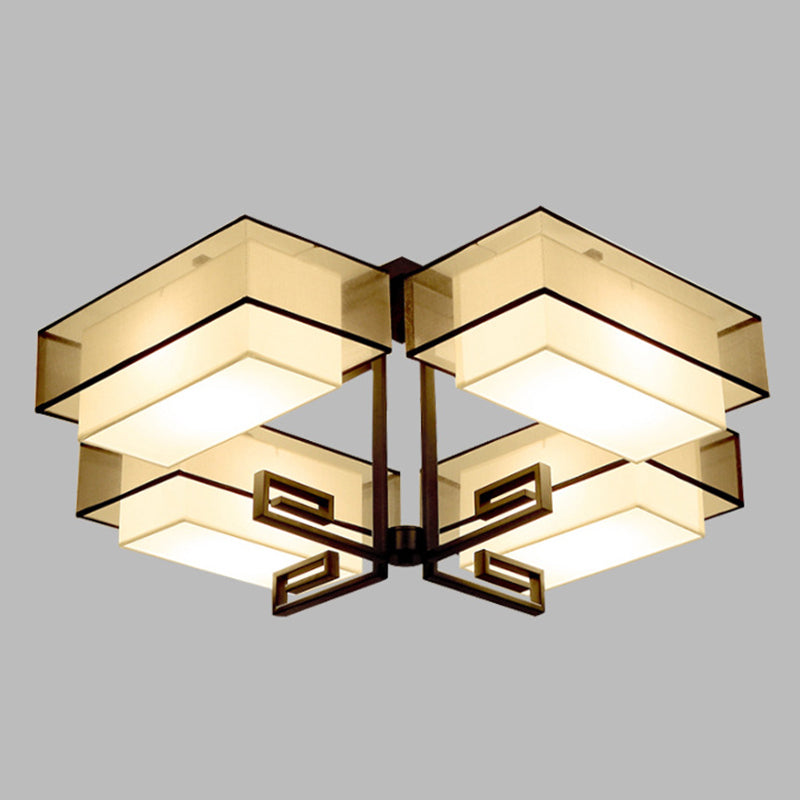 Modern Style Geometry Shape Flush Mount Fabric Ceiling Light for Bedroom