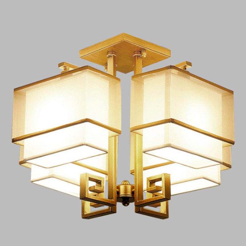 Modern Style Geometry Shape Flush Mount Fabric Ceiling Light for Bedroom