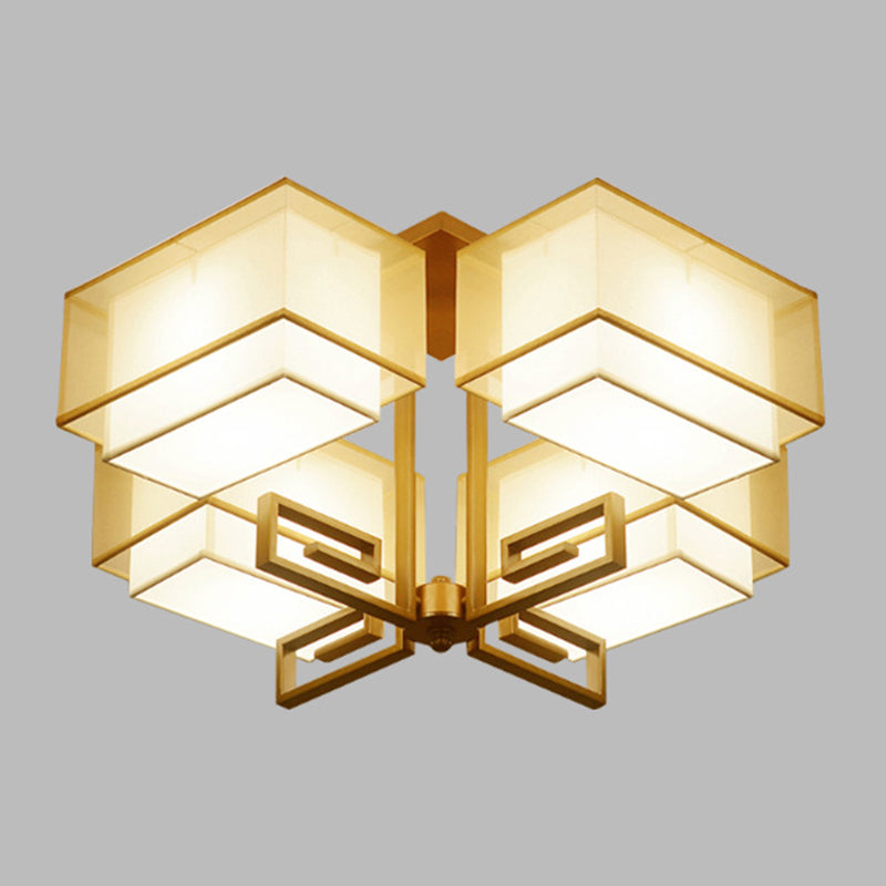 Modern Style Geometry Shape Flush Mount Fabric Ceiling Light for Bedroom