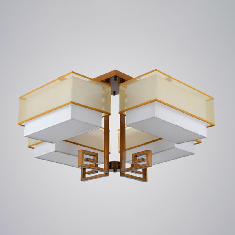 Modern Style Geometry Shape Flush Mount Fabric Ceiling Light for Bedroom