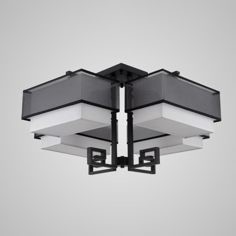 Modern Style Geometry Shape Flush Mount Fabric Ceiling Light for Bedroom