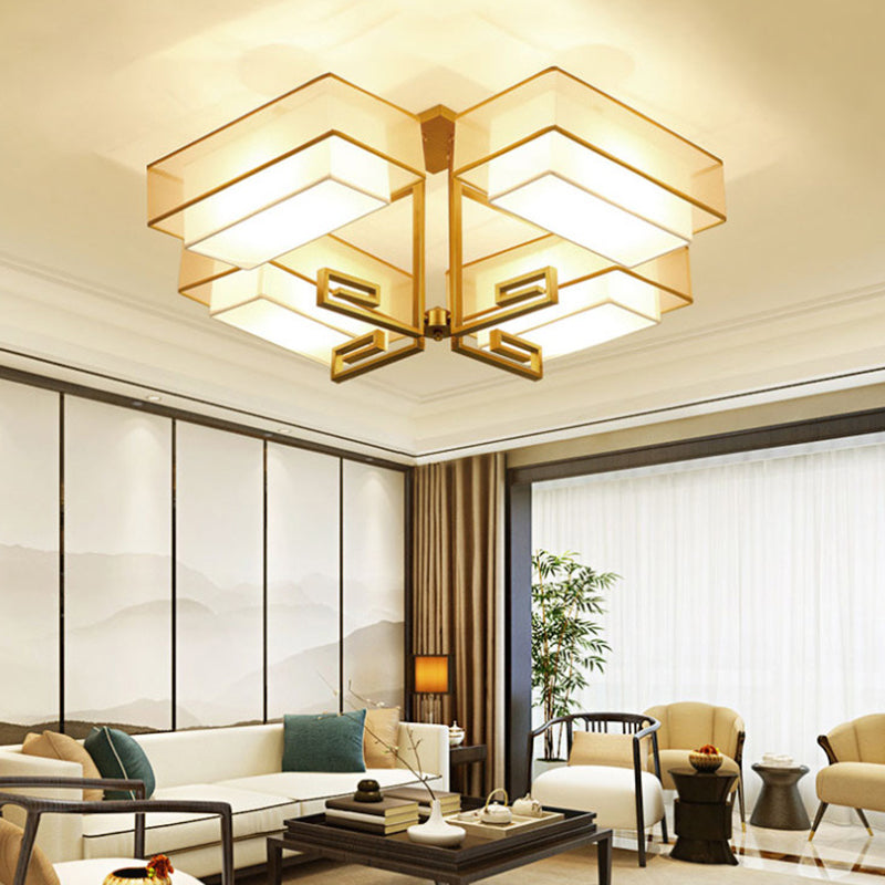 Modern Style Geometry Shape Flush Mount Fabric Ceiling Light for Bedroom