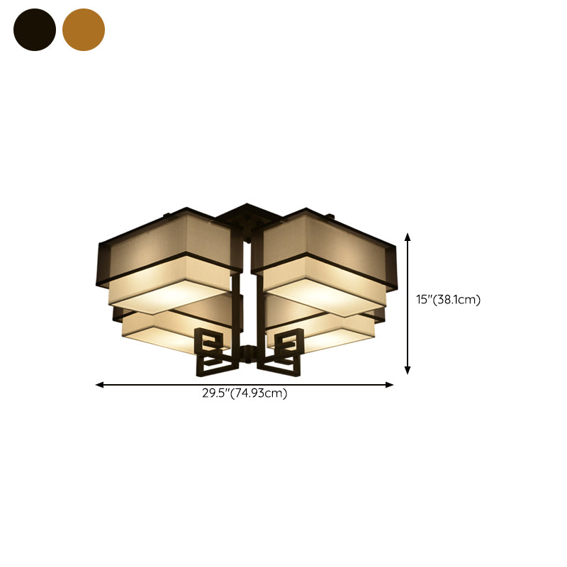 Modern Style Geometry Shape Flush Mount Fabric Ceiling Light for Bedroom