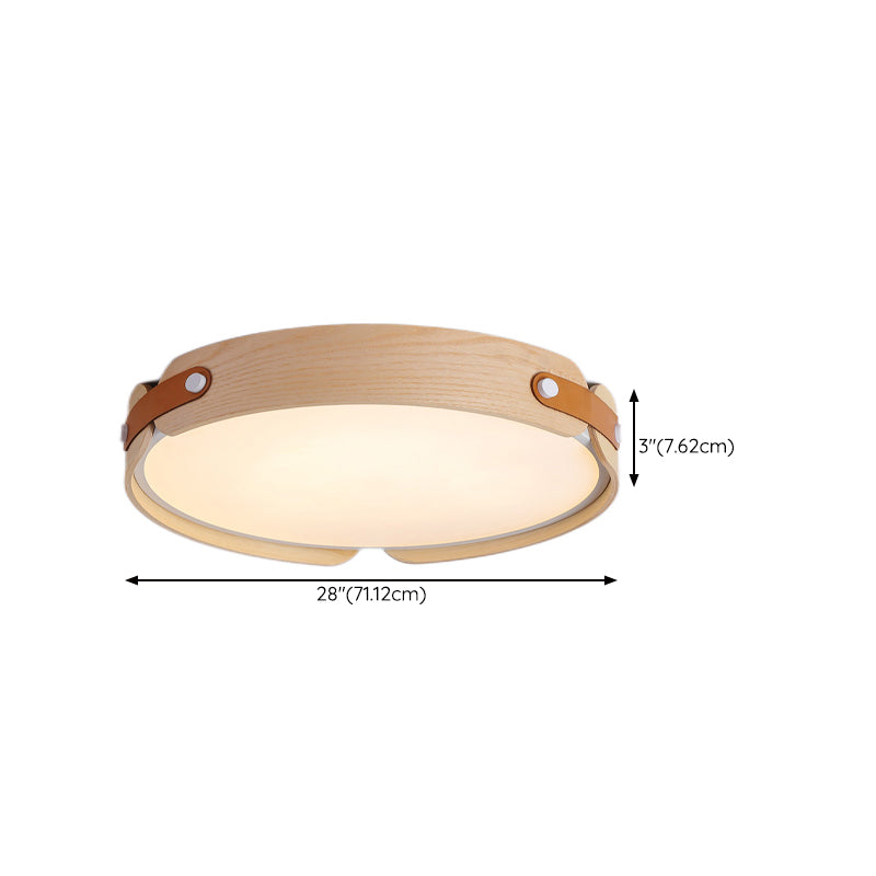 Modern Single Beige Flush Mount Lighting Wooden Ceiling Light for Living Room