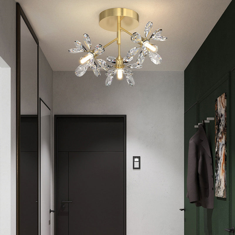 Starburst Flush Ceiling Lights Modern Crystal Flush Mount for Hallway