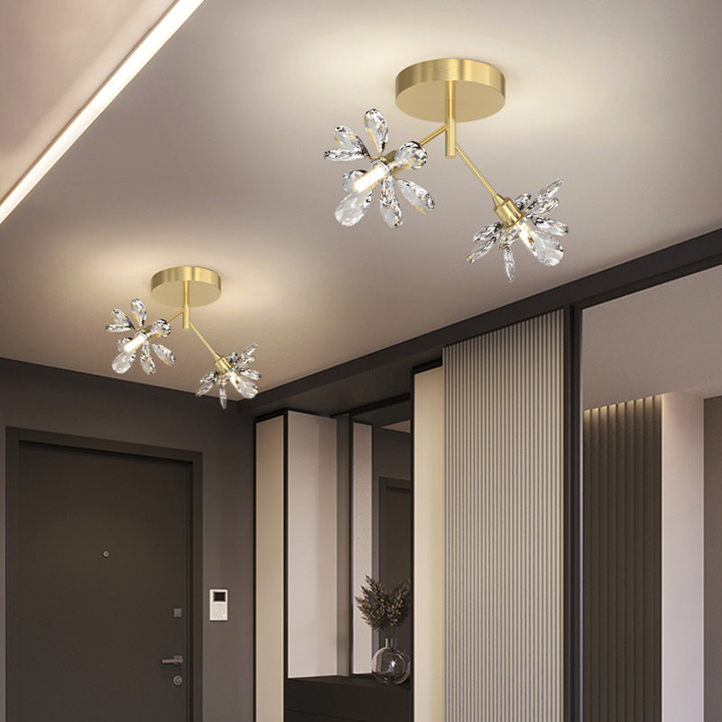 Starburst Flush Ceiling Lights Modern Crystal Flush Mount for Hallway