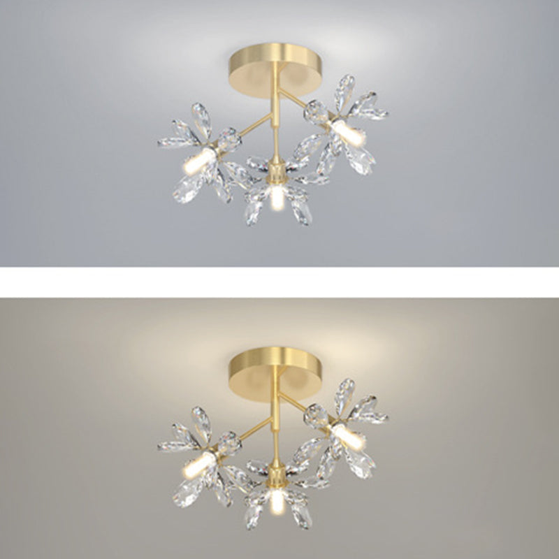 Starburst Flush Ceiling Lights Modern Crystal Flush Mount for Hallway