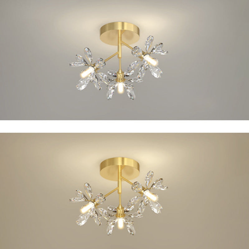 Starburst Flush Ceiling Lights Modern Crystal Flush Mount for Hallway